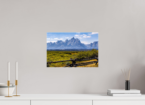 15 x 10″, Canvas with Wrapped Edges, Glossy Buckrail Fence - Teton Range