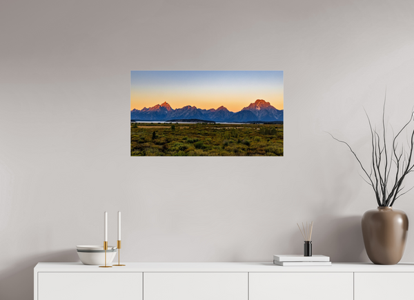 32 x 18″, Photo Print Under Acrylic Glass First Light - Teton Range