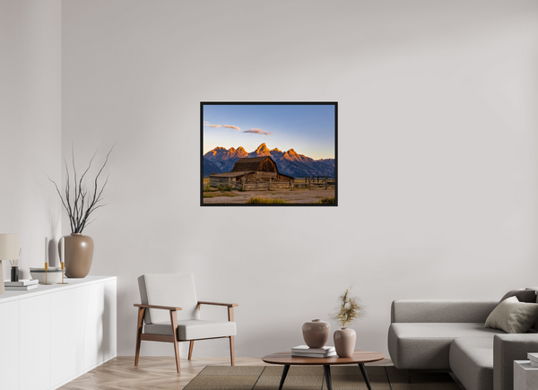 40 x 30″, Floater Frame John Moulton Barn with Teton Range