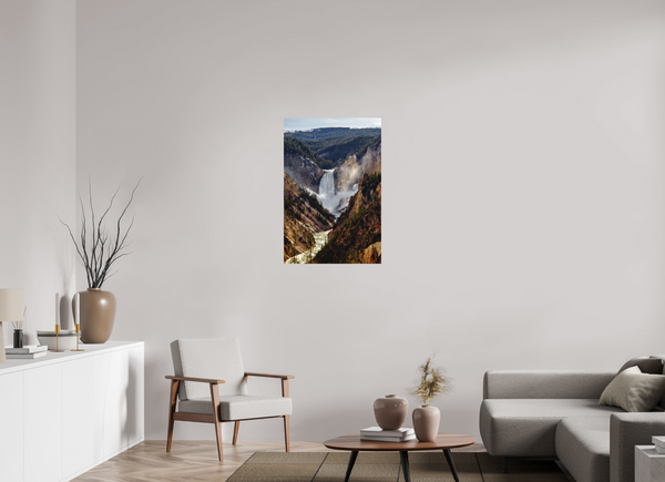 24 x 36″, Direct Print on Aluminum Board, Matte Lower Yellowstone Falls - Yellowstone National Park
