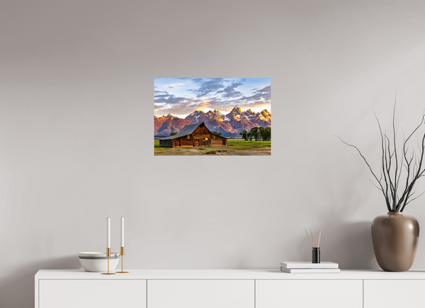 24 x 16″, Photo Print On Fuji Crystal DP II T. A. Moulton Barn with Teton Range