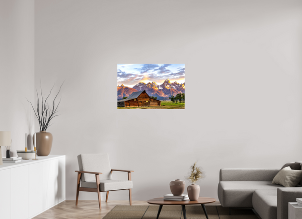 36 x 24″, Canvas with Wrapped Edges, Glossy T. A. Moulton Barn with Teton Range