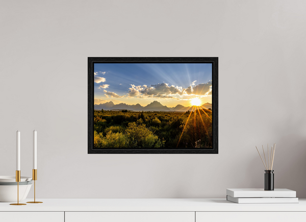 16.8 x 12″, Floater Frame Sunset over the Tetons