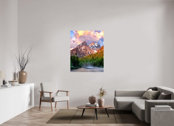 39 x 48.7″, Canvas with Wrapped Edges, Glossy Teton Range from String Lake - Grand Teton National Park