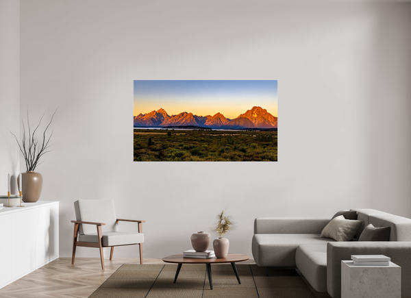 70 x 39.4″, Canvas with Wrapped Edges, Glossy Sunrise on the Tetons