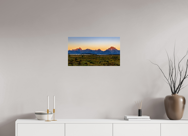 24 x 13.5″, Photo Print Under Acrylic Glass First Light - Teton Range