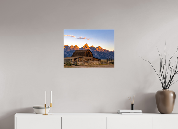 24 x 18″, Canvas with Wrapped Edges, Glossy John Moulton Barn with Teton Range