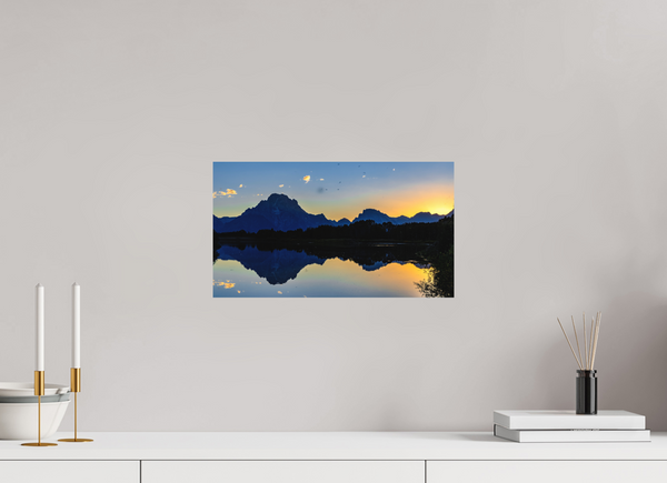 16 x 9″, Direct Print on Aluminum Board, Matte Mount Moran - Sunset
