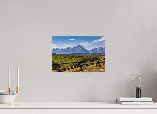 15 x 10″, Direct Print on Aluminum Board, Matte Buckrail Fence - Teton Range