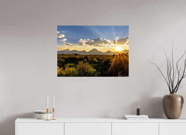 33.6 x 24″, Photo Print On Fuji Crystal DP II Sunset over the Tetons