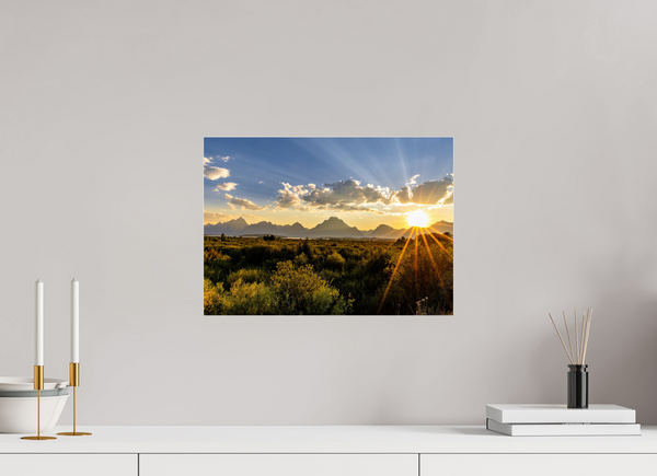 16.8 x 12″, Photo Print Under Acrylic Glass Sunset with Teton Range