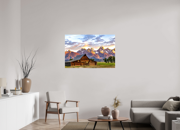 45 x 30″, Canvas with Wrapped Edges, Glossy T. A. Moulton Barn with Teton Range