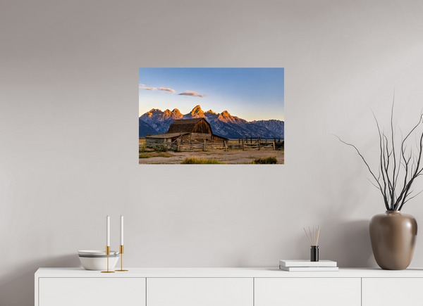 30 x 20″, Photo Print On Fuji Crystal DP II John Moulton Barn - Teton Range