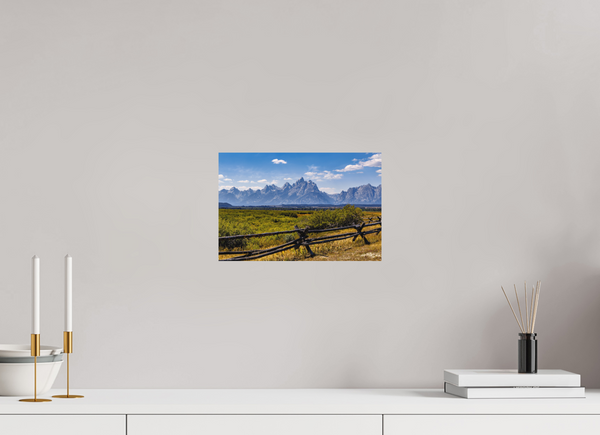 12 x 8″, Direct Print on Aluminum Board, Matte Buckrail Fence - Teton Range