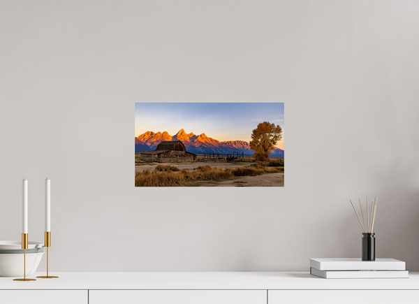 16 x 9″, Photo Print On Fuji Crystal DP II John Moulton Barn with Teton Range