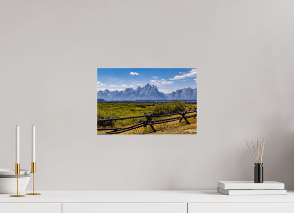 15 x 10″, Photo Print Under Acrylic Glass Buckrail Fence - Teton Range