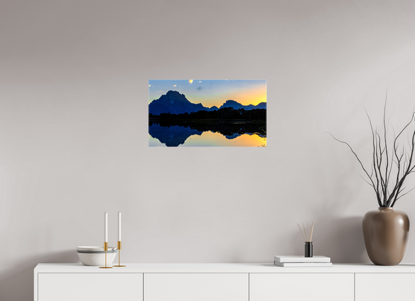 24 x 13.5″, Canvas with Wrapped Edges, Glossy Mount Moran - Sunset