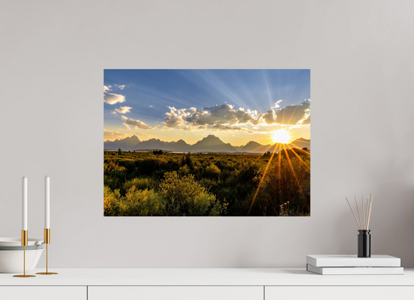 22.4 x 16″, Photo Print On Fuji Crystal DP II Sunset over the Tetons
