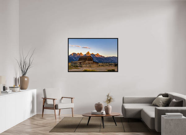 54 x 36″, Floater Frame John Moulton Barn - Teton Range