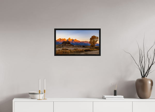 24 x 13.5″, Floater Frame John Moulton Barn with Teton Range