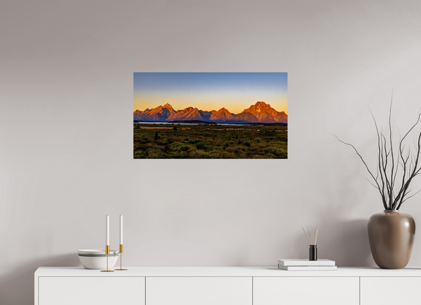 32 x 18″, Photo Print On Fuji Crystal DP II Sunrise on the Tetons