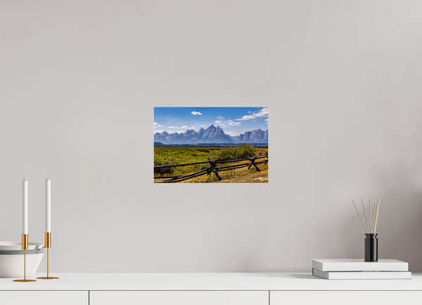 12 x 8″, Photo Print Under Acrylic Glass Buckrail Fence - Teton Range