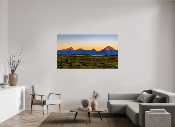 70 x 39.4″, Photo Print Under Acrylic Glass First Light - Teton Range