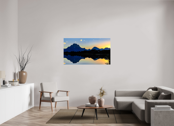 55 x 30.9″, Canvas with Wrapped Edges, Glossy Mt. Moran at the Oxbow of the Snake River