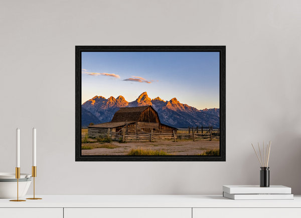 20 x 15″, Floater Frame John Moulton Barn with Teton Range