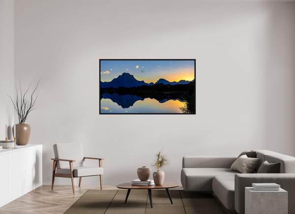 64 x 36″, Floater Frame Mount Moran - Sunset