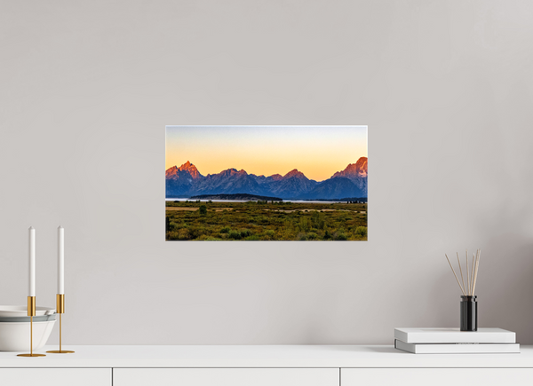 16 x 9″, Canvas with Wrapped Edges, Glossy First Light - Teton Range