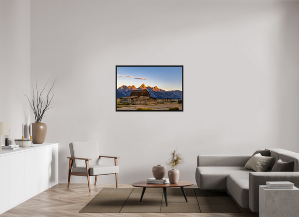 45 x 30″, Floater Frame John Moulton Barn - Teton Range