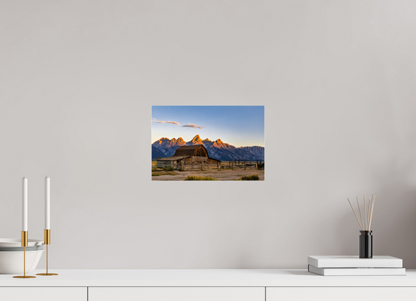12 x 8″, Photo Print Under Acrylic Glass John Moulton Barn - Teton Range