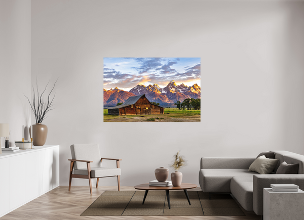 66 x 44″, Direct Print on Aluminum Board, Matte T. A. Moulton Barn with Teton Range