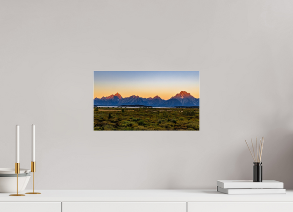 16 x 9″, Photo Print Under Acrylic Glass First Light - Teton Range