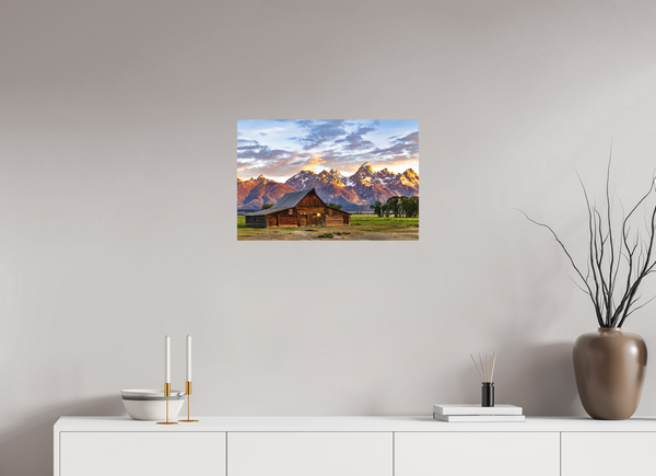 24 x 16″, Direct Print on Aluminum Board, Matte T. A. Moulton Barn with Teton Range