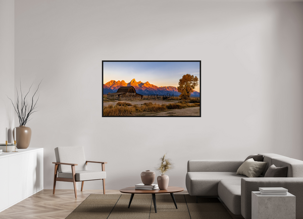 64 x 36″, Floater Frame John Moulton Barn with Teton Range