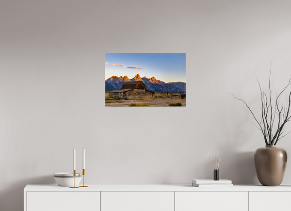24 x 16″, Photo Print Under Acrylic Glass John Moulton Barn - Teton Range