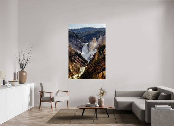 44 x 66″, Photo Print Under Acrylic Glass Lower Yellowstone Falls - Yellowstone National Park