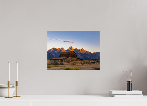 16 x 12″, Photo Print On Fuji Crystal DP II John Moulton Barn with Teton Range